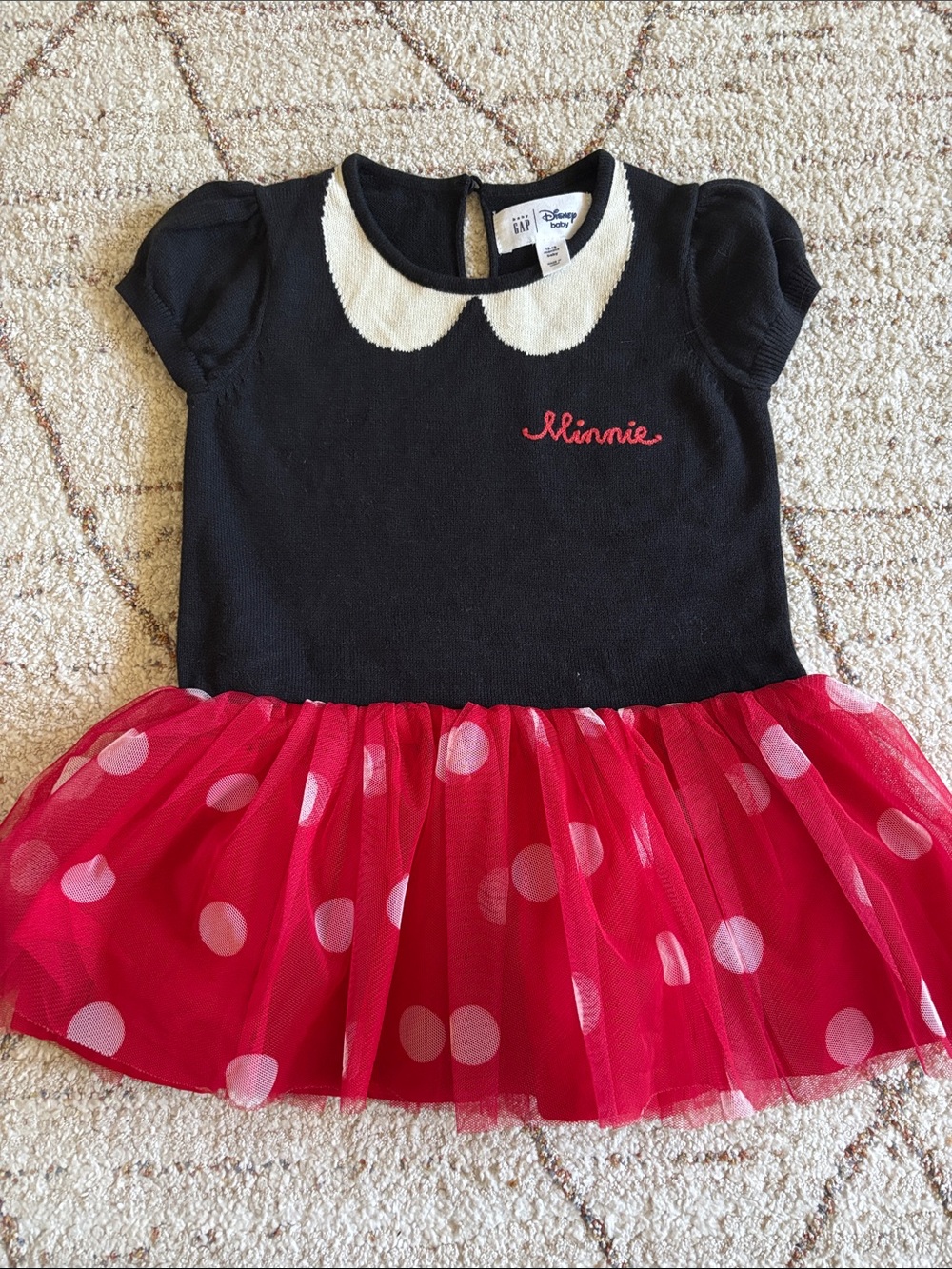 GAP Minnie Mouse Black Top with Red Polka Dot Tulle Skirt